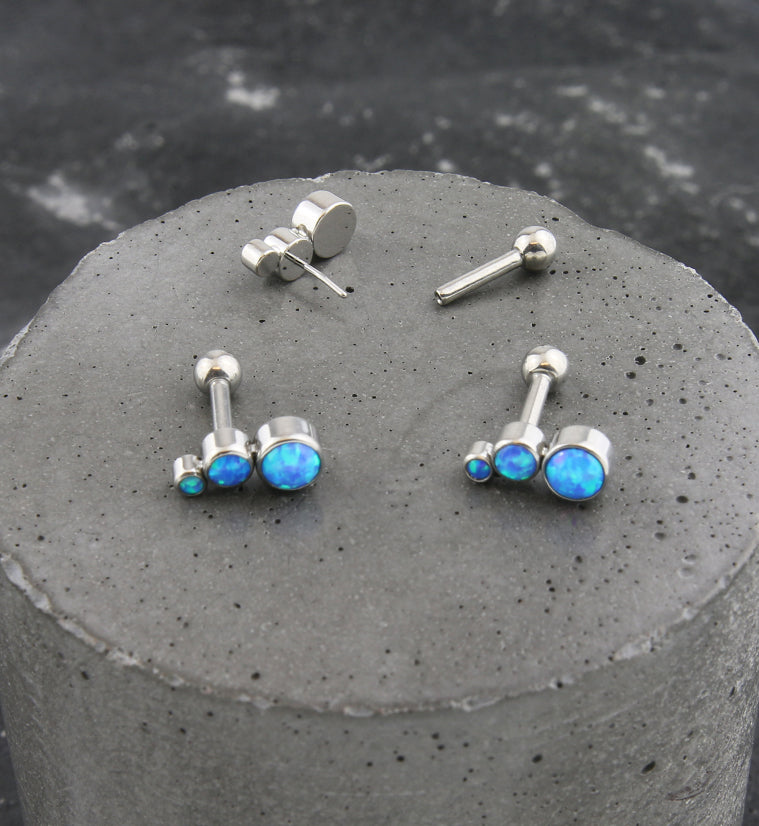 Descend Blue Opalite Titanium Threadless Cartilage Barbell