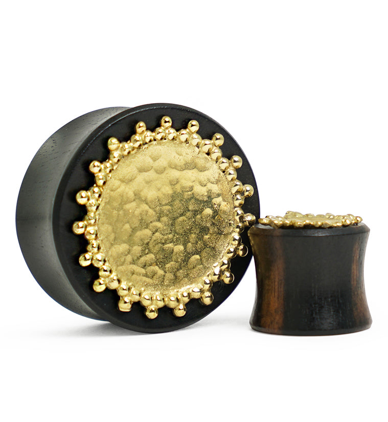 Doily Brass Inlay Areng Wood Plugs