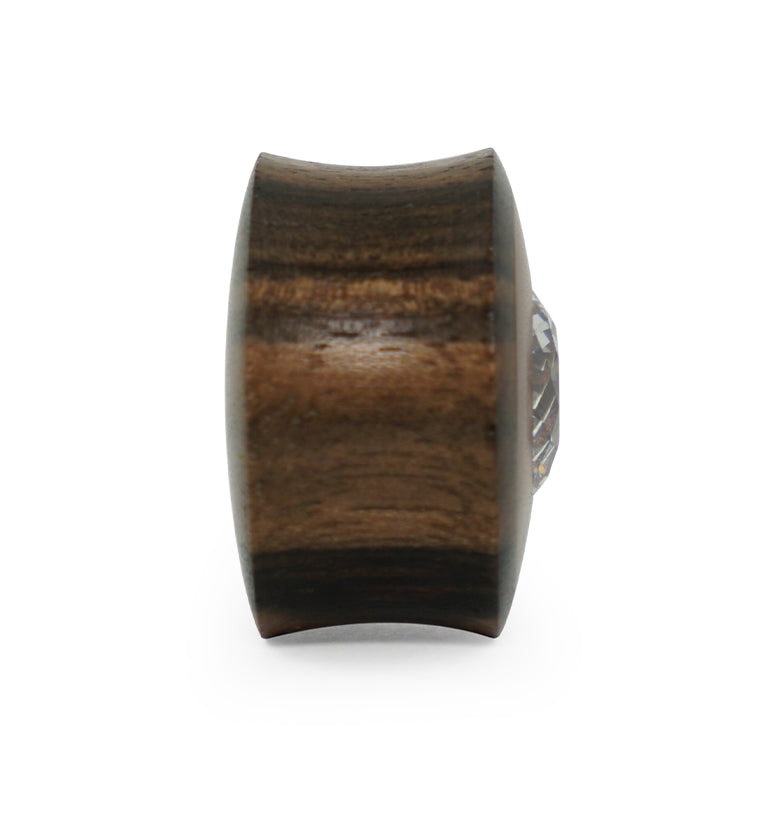 Sono - Saba Wood Plugs With Clear CZ Gem Inlay