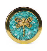 Brass Dragonfly Wood Plugs With Teal Stone Inlay