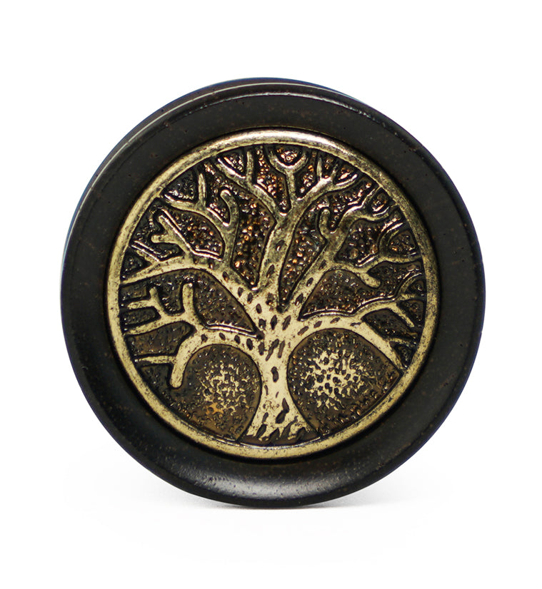 Ebony Wood Plugs with Tree of Life Inlay