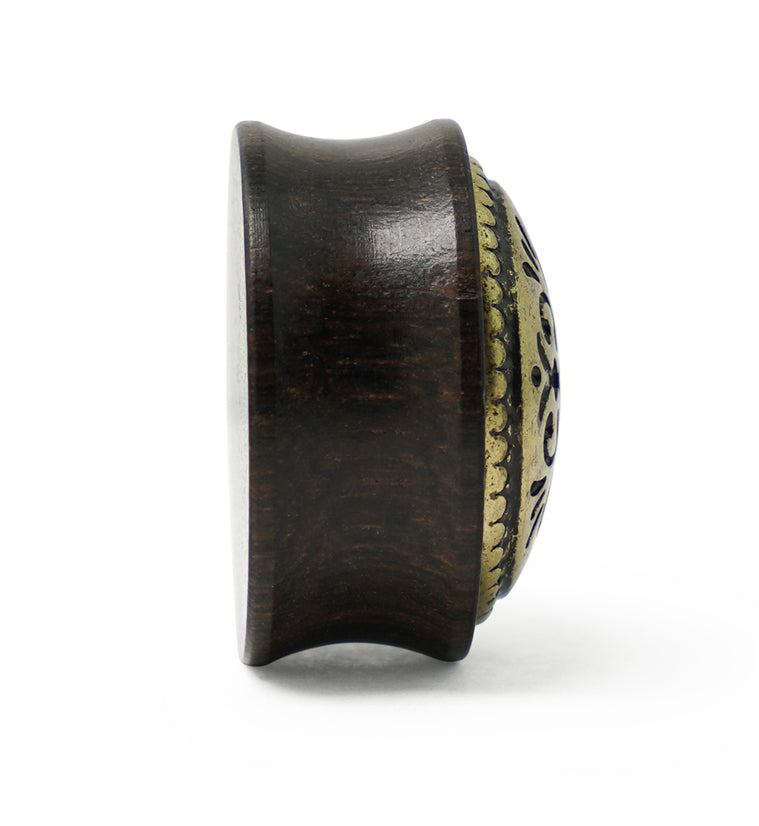 Ebony Wood Plugs With Antique Brass Inlay