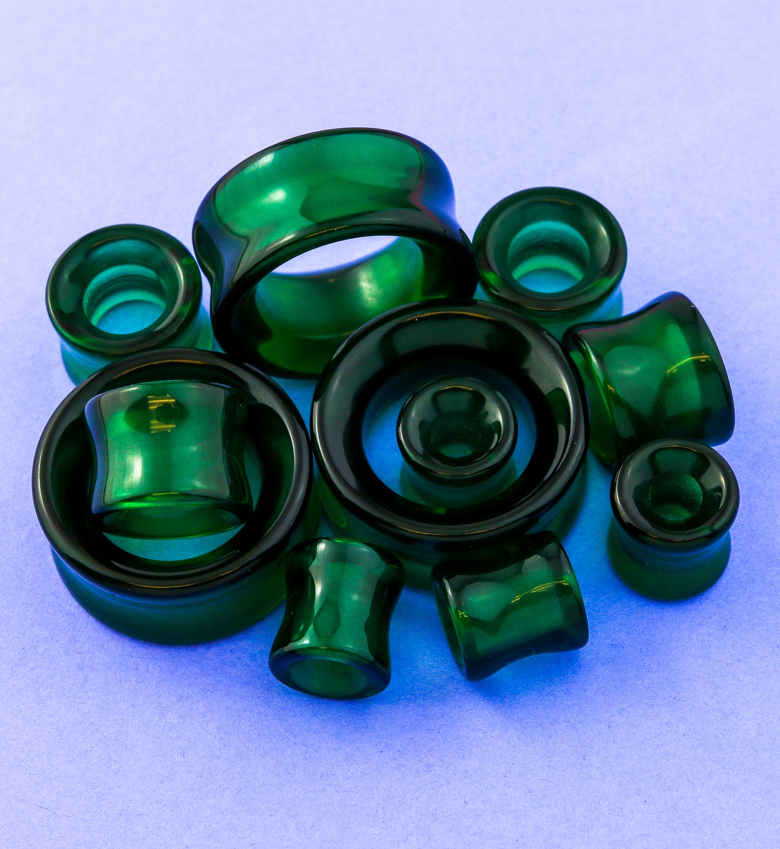 1 Pair (2 Pieces) Dichroic Emerald Green newest Glass Tunnels