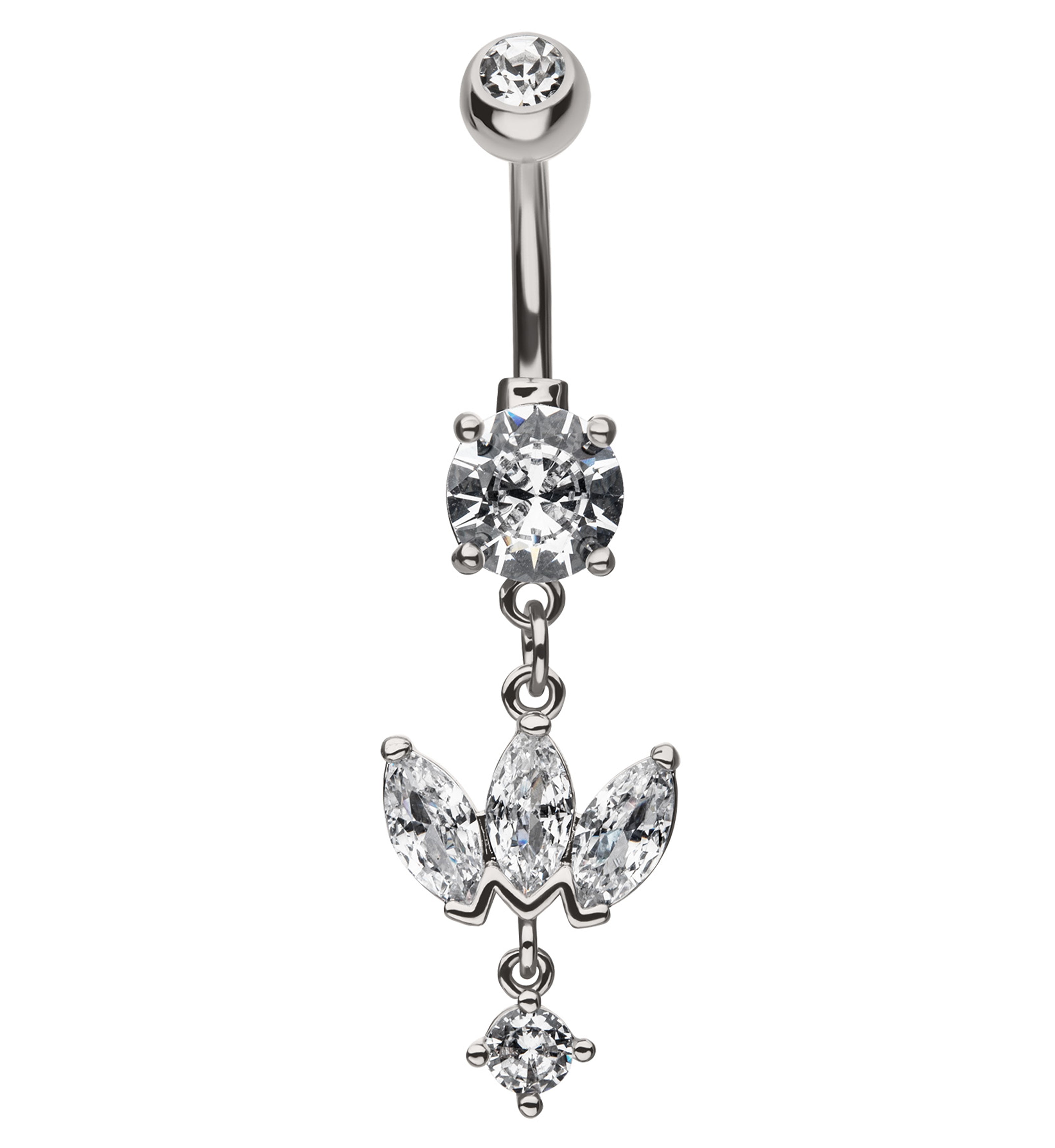 Empress Dangle Clear CZ Stainless Steel Belly Button Ring ...