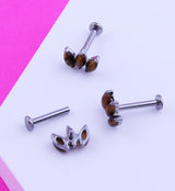 Empress Tiger Eye Stone Internally Threaded Titanium Labret