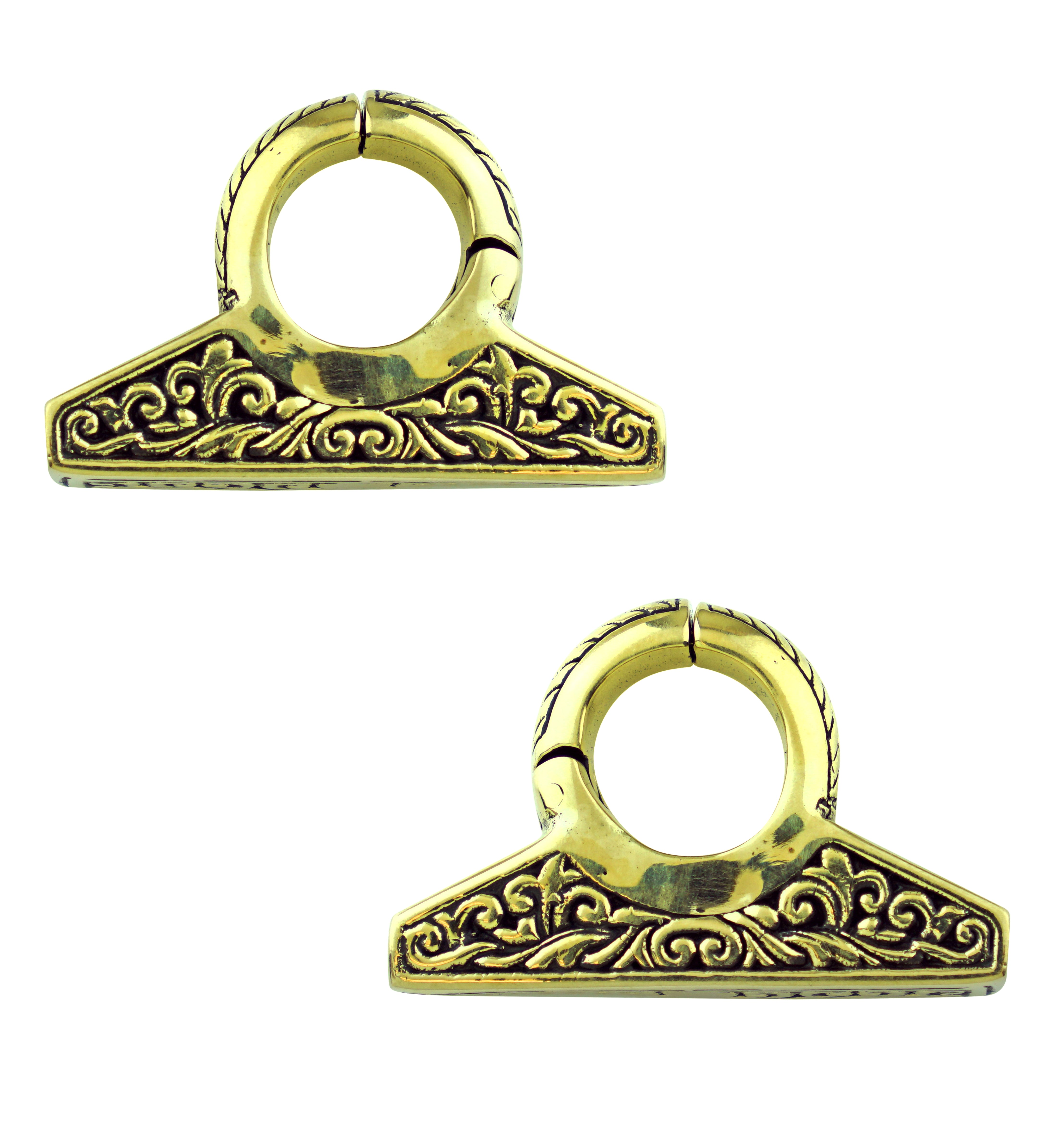 Flat Totem Brass Hinged Ear Weights