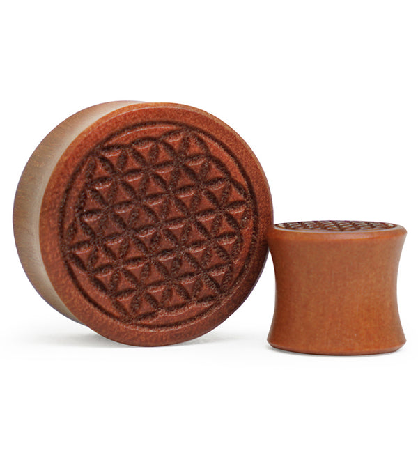 Flower of Life Engraved Wood Plugs