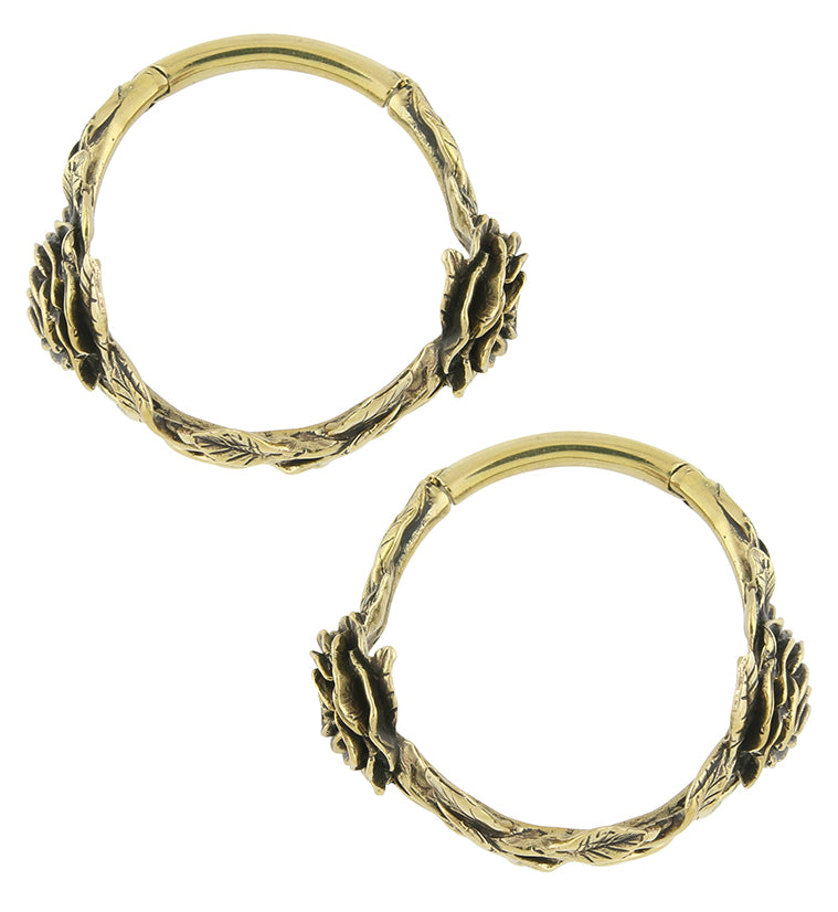 Rosebud Hoop Brass Hinged Ear Weights