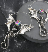 Flying Dragon Black Aurora CZ Stainless Steel Plug Hoops