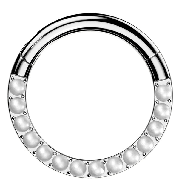 Front Facing Pearl Row Titanium Hinged Segment Ring