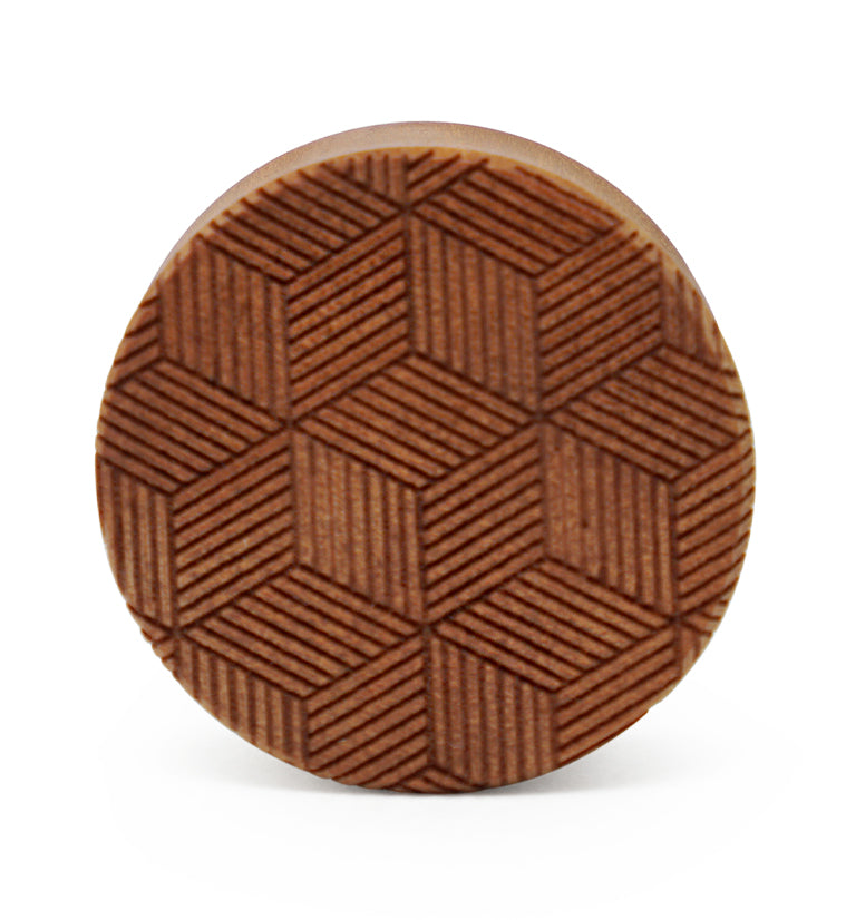 Geo Cube Engraved Saba Wood Plugs