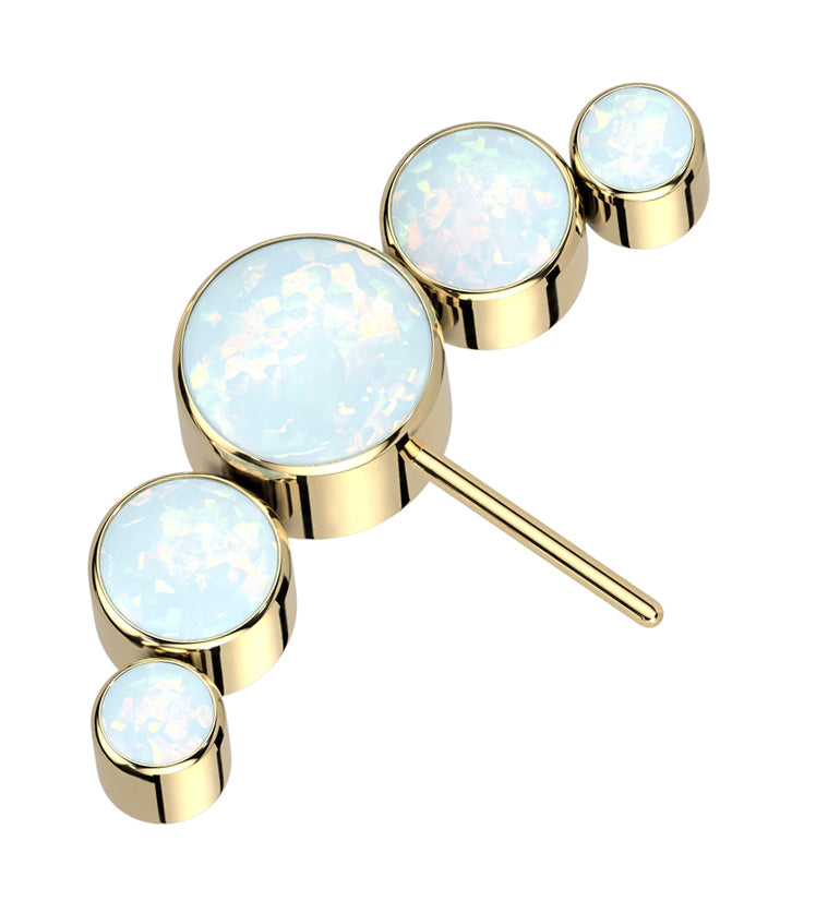 Gold PVD Arch Side Facing White Opalite Titanium Threadless Top