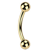 Gold PVD Ball End Titanium Threadless Curved Barbell