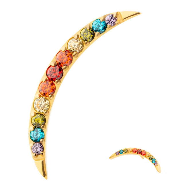 Gold PVD Camber Rainbow CZ Titanium Threadless Top