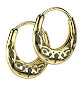 Gold PVD Celtic Knot Hoop Stainless Steel Hinged Earrings