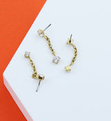 Gold PVD Clear CZ Dangle Chain Titanium Threadless Top