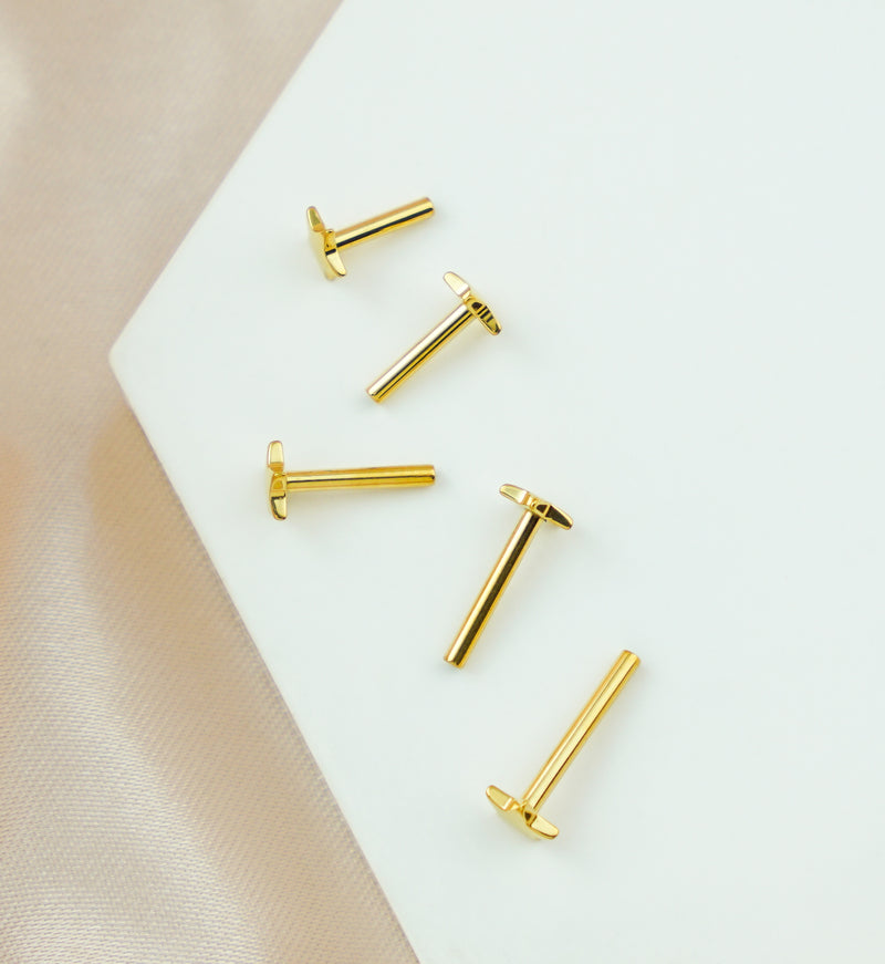 Gold PVD Convex Star Titanium Threadless Labret Post