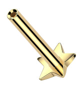 Gold PVD Convex Star Titanium Threadless Labret Post