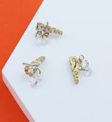 Gold PVD Descending Clear CZ Dangle Charms Titanium Threadless Top - RIGHT EAR