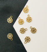 Gold PVD Flower Of Life Stainless Steel Charm