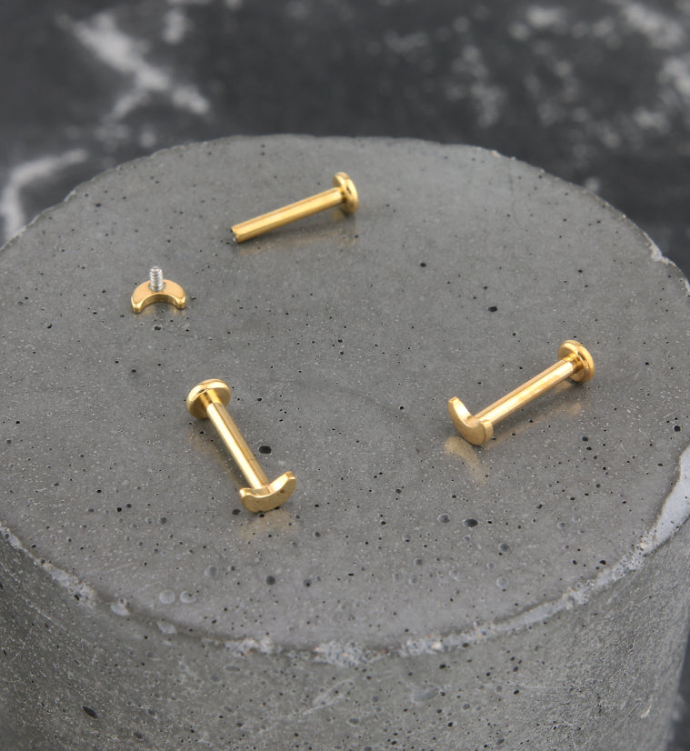 Gold PVD Half Moon Internally Threaded Titanium Labret