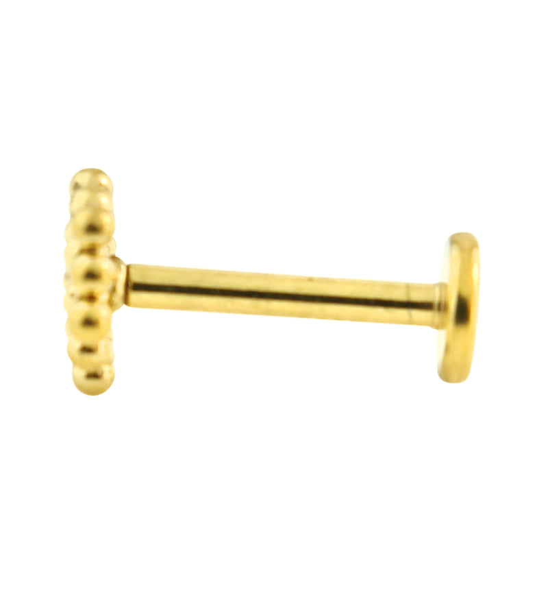 Gold PVD Hexagon Beaded Internally Threaded Stainless Steel Labret