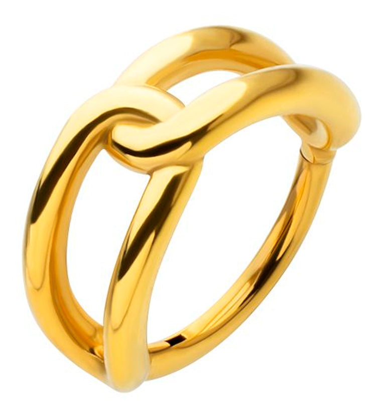 Gold PVD Linked Stainless Steel Hinged Segment Ring | UrbanBodyJewelry.com