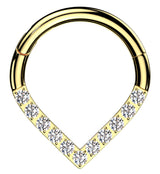 Gold PVD Point Clear CZ Stainless Steel Hinged Segment Ring