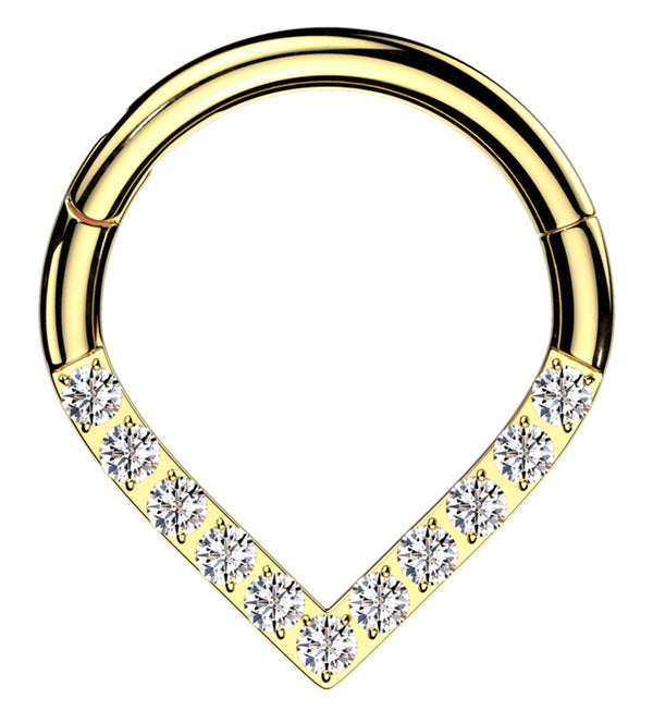 Gold PVD Point Clear CZ Stainless Steel Hinged Segment Ring