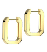 Gold PVD Rectangle Hoop Stainless Steel Hinged Earrings