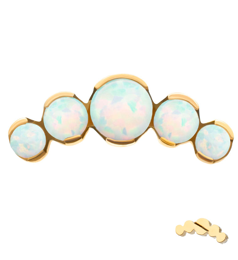 Gold PVD Semi-Bezel Quinary Curve White Opalite Titanium Threadless Top