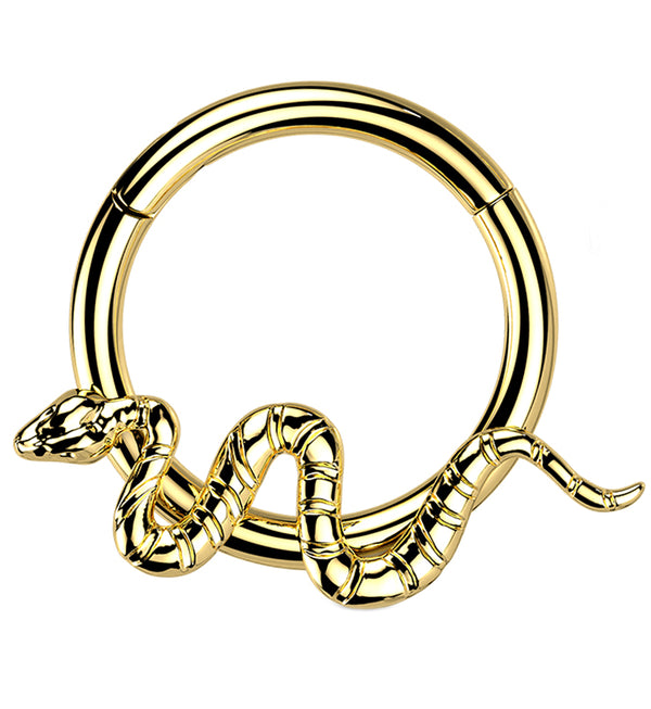 Gold PVD Snake Titanium Hinged Segment Ring