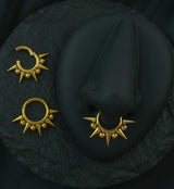 Gold PVD Spike And Ball Stainless Steel Hinged Segment Ring