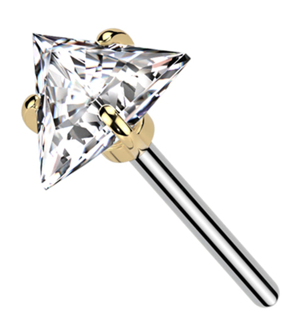 Gold PVD Triangle Clear CZ Titanium Threadless Top