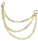 Gold PVD Triple Titanium Nose/Cartilage Connector Chain