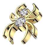 Gold PVD Widow Spider Clear CZ Titanium Threadless Top