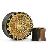 Golden Bali Distilled Brass Areng Wood Plugs