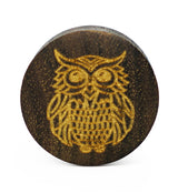 Engraved Golden Owl Sono Wood Plugs