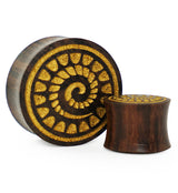 Engraved Golden Spiral Sono Wood Plugs