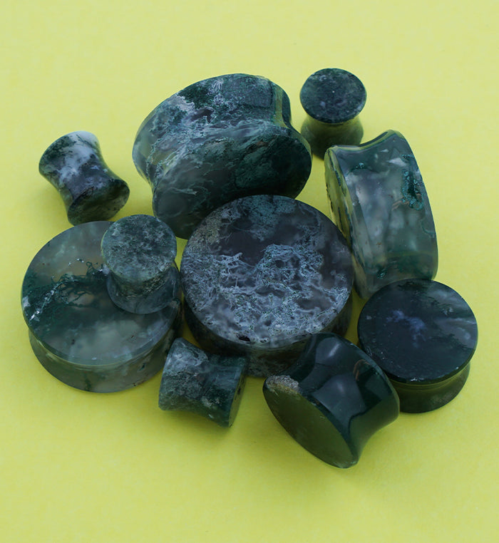 1inch Green Moss Agate Plugs outlets 25A