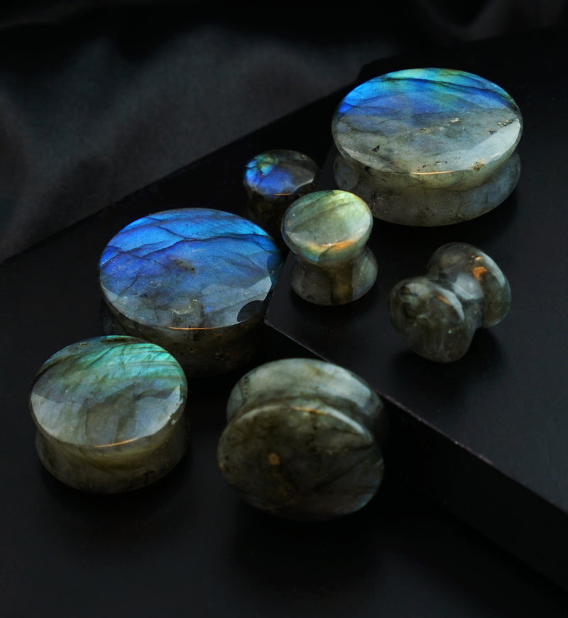 Grade A Labradorite Stone Plugs