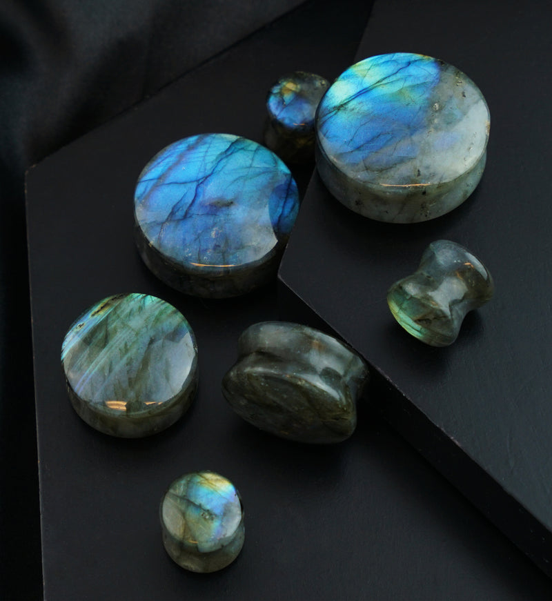 Grade A Labradorite Stone Plugs