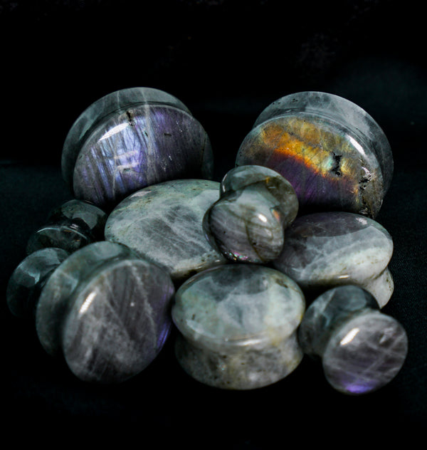 Grade A Purple Labradorite Stone Plugs