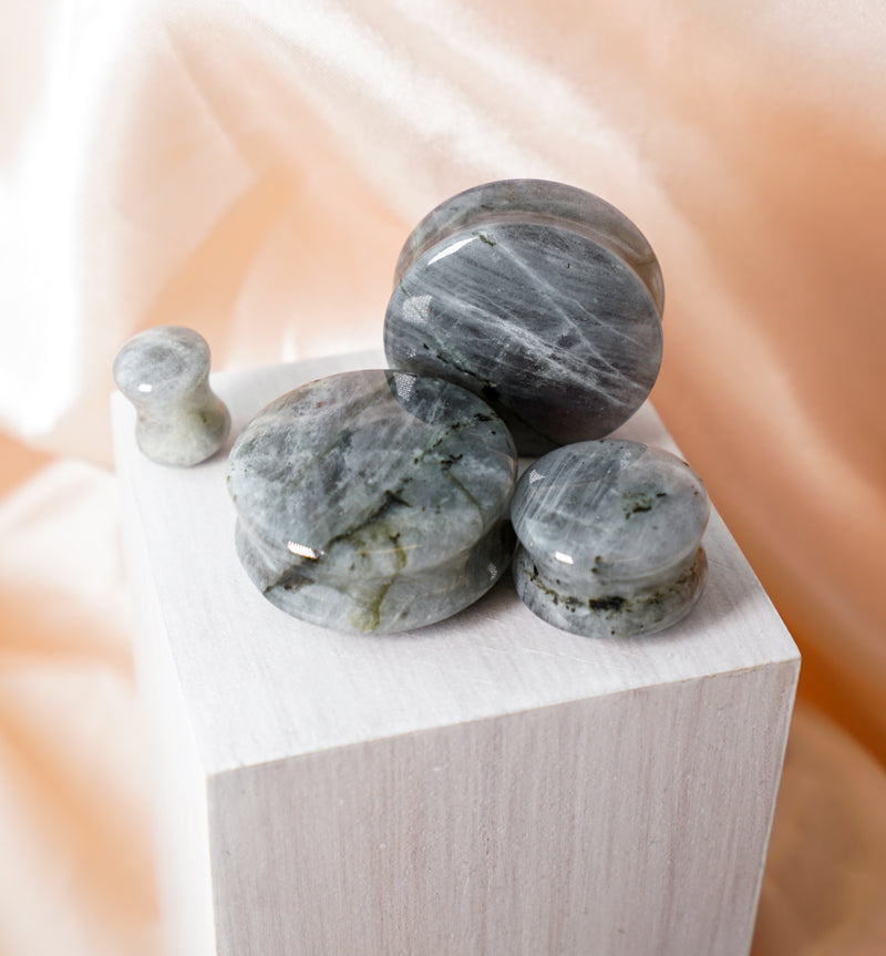 Grade B Grey Labradorite Stone Plugs