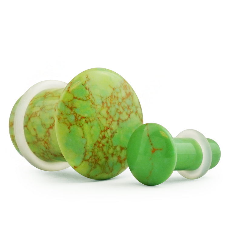 Green Howlite Stone Plugs - Single Flare