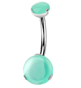 Green Onyx Stone Internally Threaded Titanium Belly Button Ring