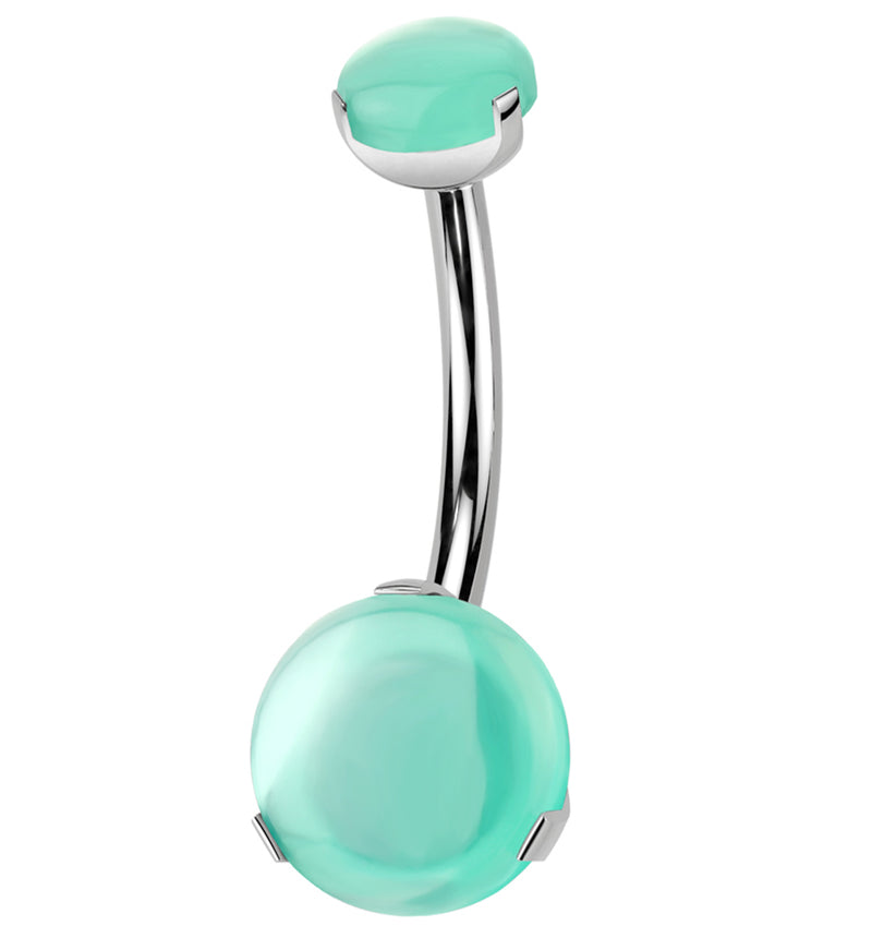 Green Onyx Stone Internally Threaded Titanium Belly Button Ring