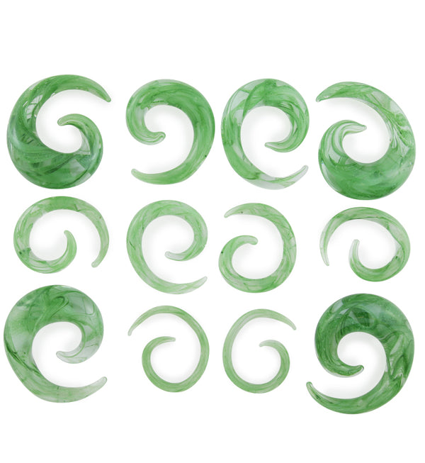 Green Swirl Glass Spirals