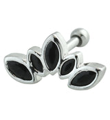 Half Crown Black CZ Cartilage Barbell