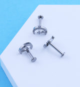 Half Moon Clear CZ Drop Internally Threaded Titanium Labret